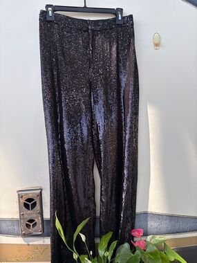 Banana Republic Black Sequin Wide Leg Pants
